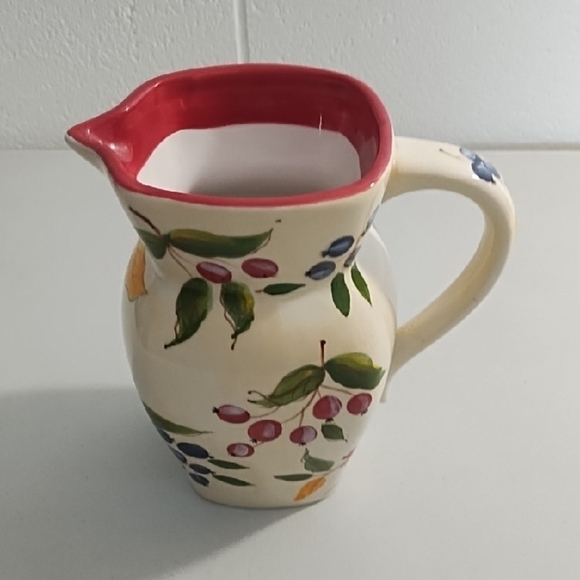 Vintage Ceramic Pitcher Floral Vase with Hand-Painted Berry-ies Floral Art - Picture 12 of 12